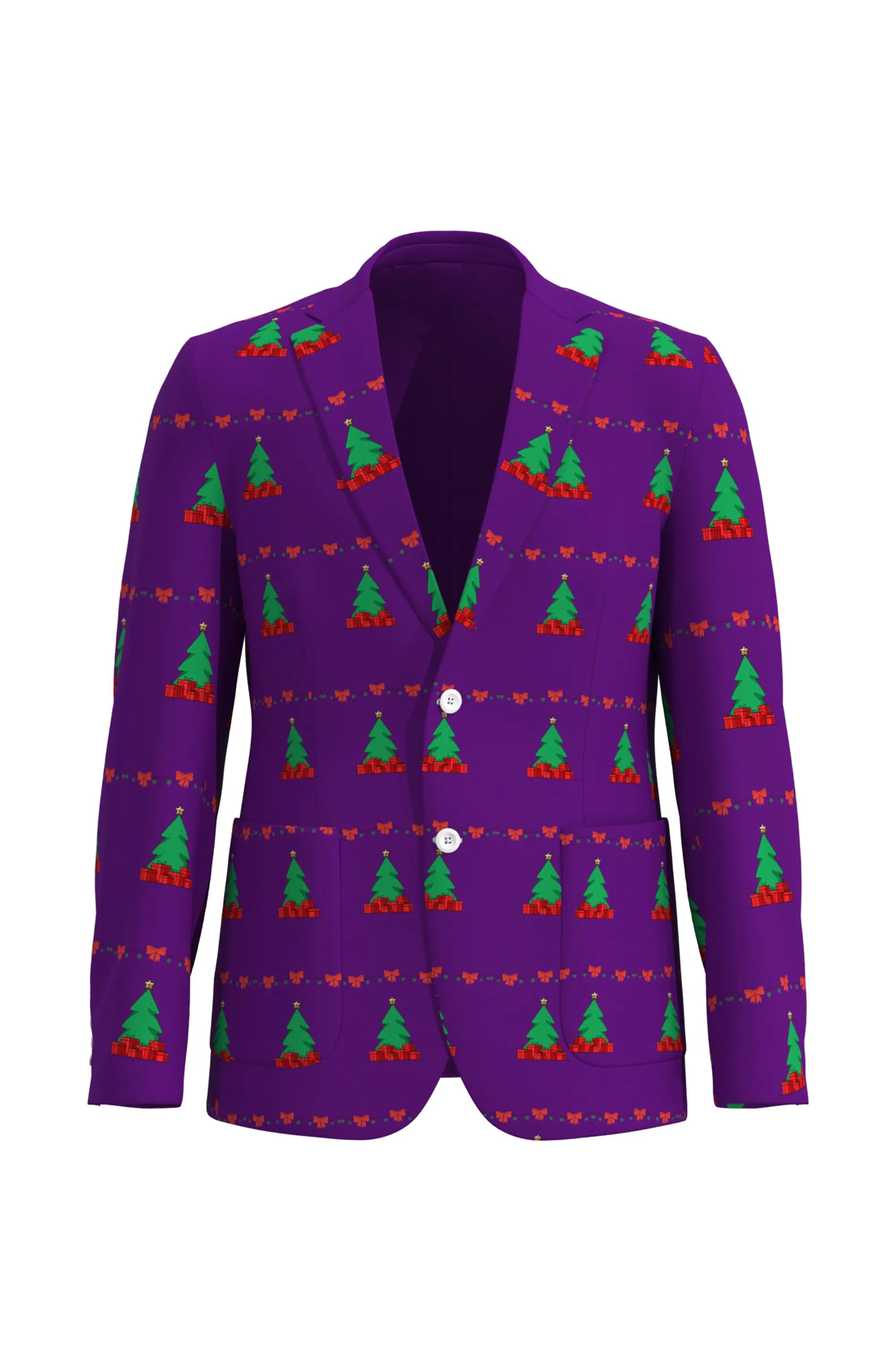 Men's Trees Pattern Christmas Eve Party 2 Piece Suit