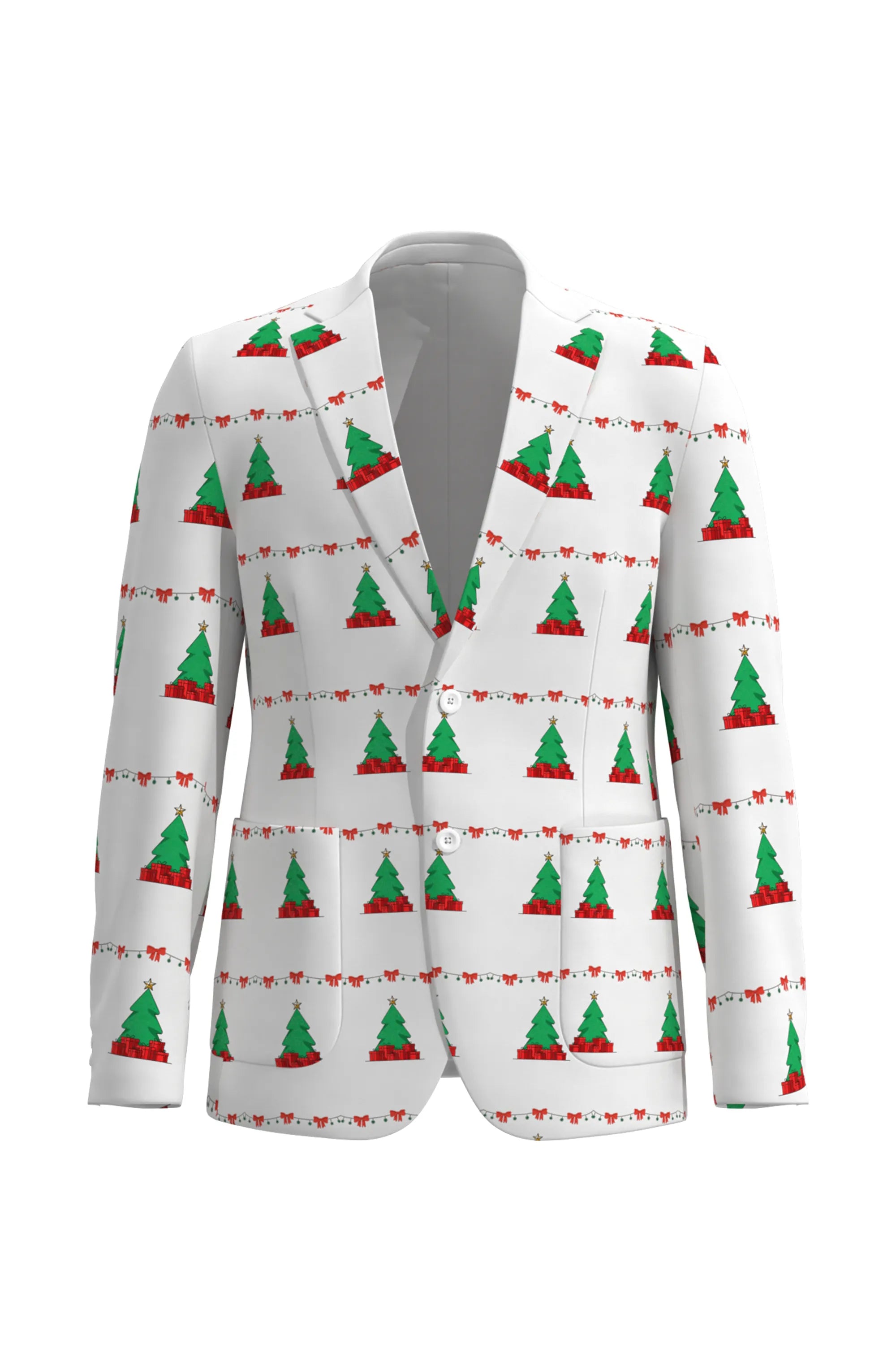 Men's Trees Pattern Christmas Eve Party 2 Piece Suit