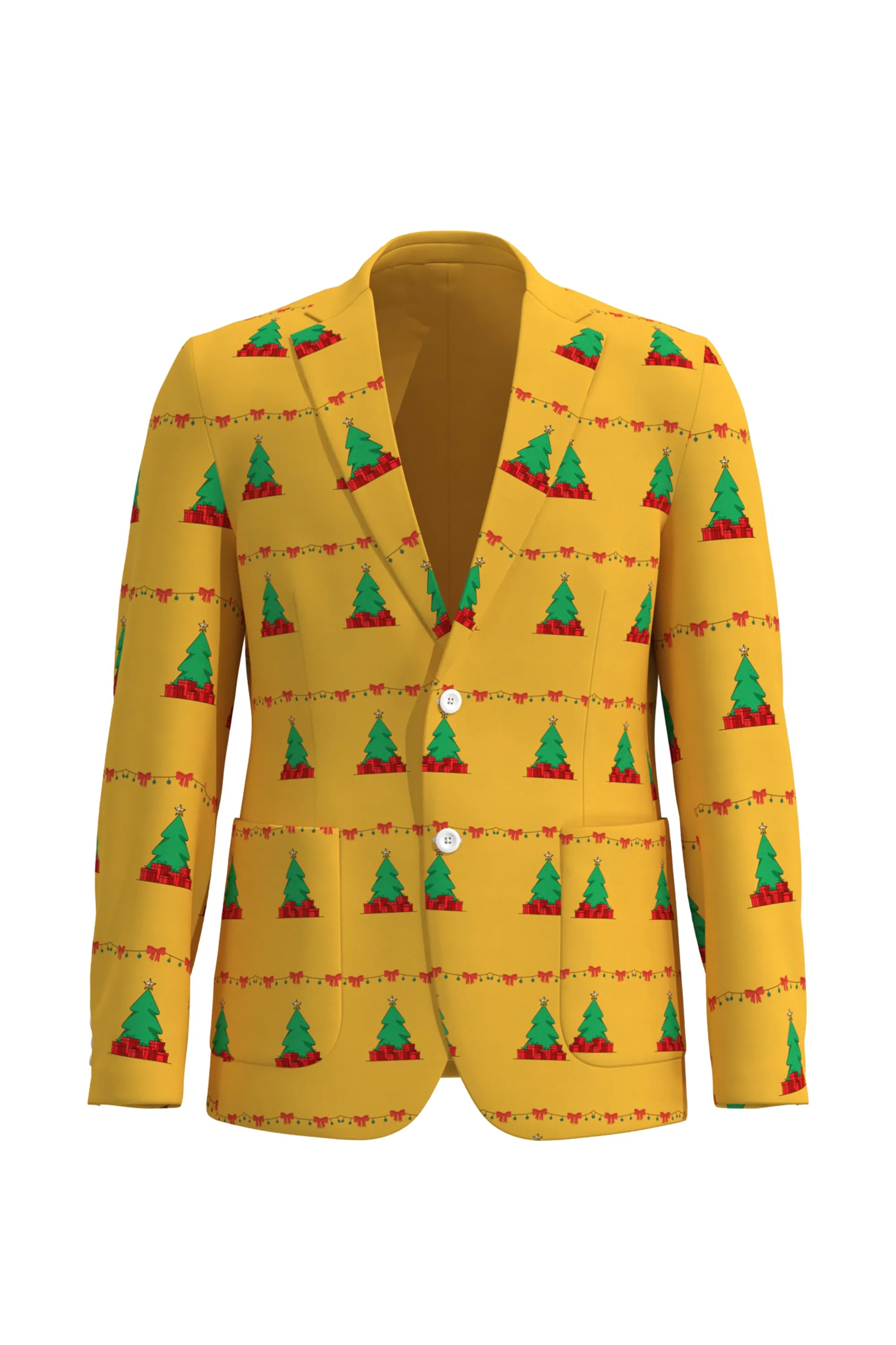 Men's Trees Pattern Christmas Eve Party 2 Piece Suit