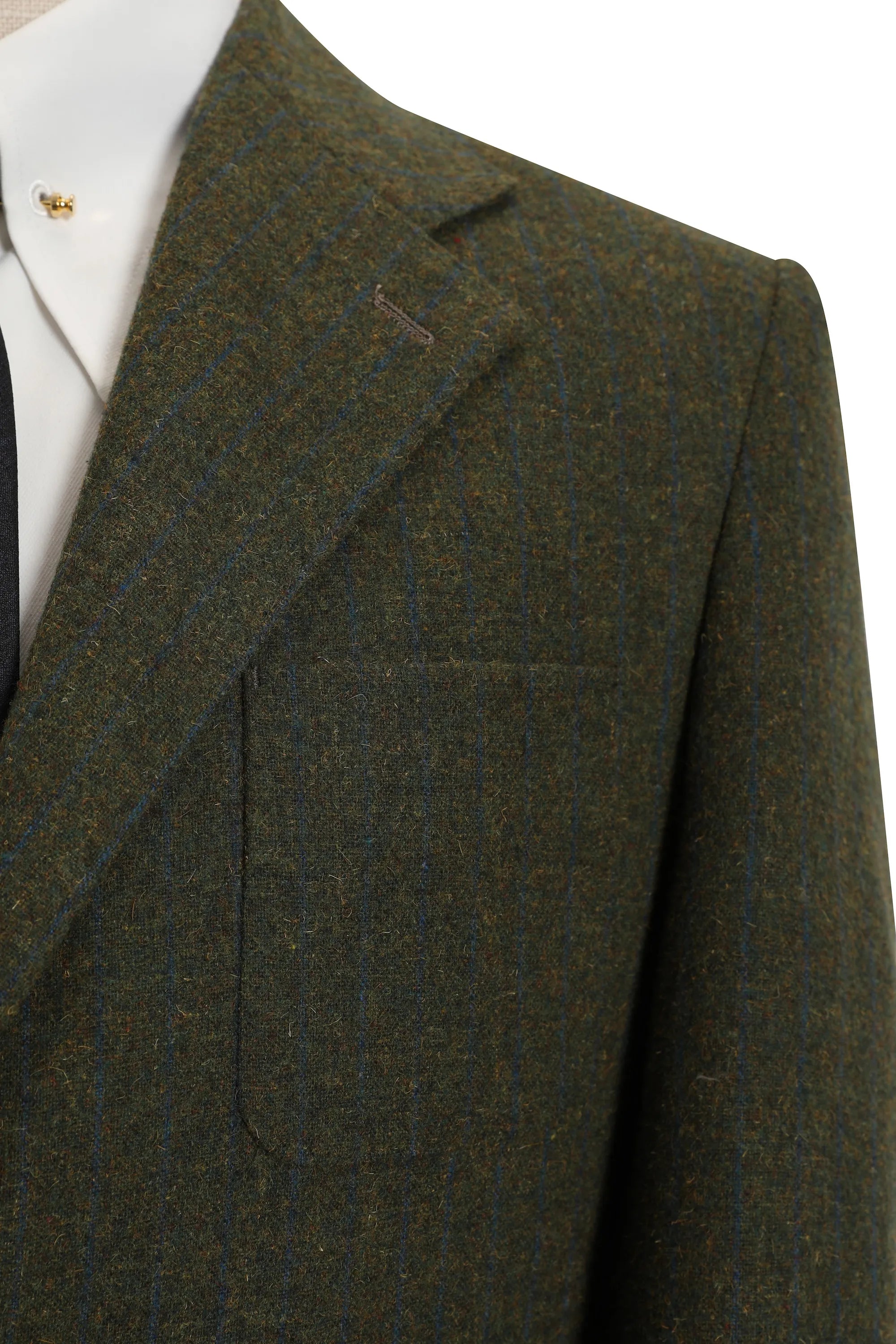 Men's Green Wool Herringbone 2 Piece Suits