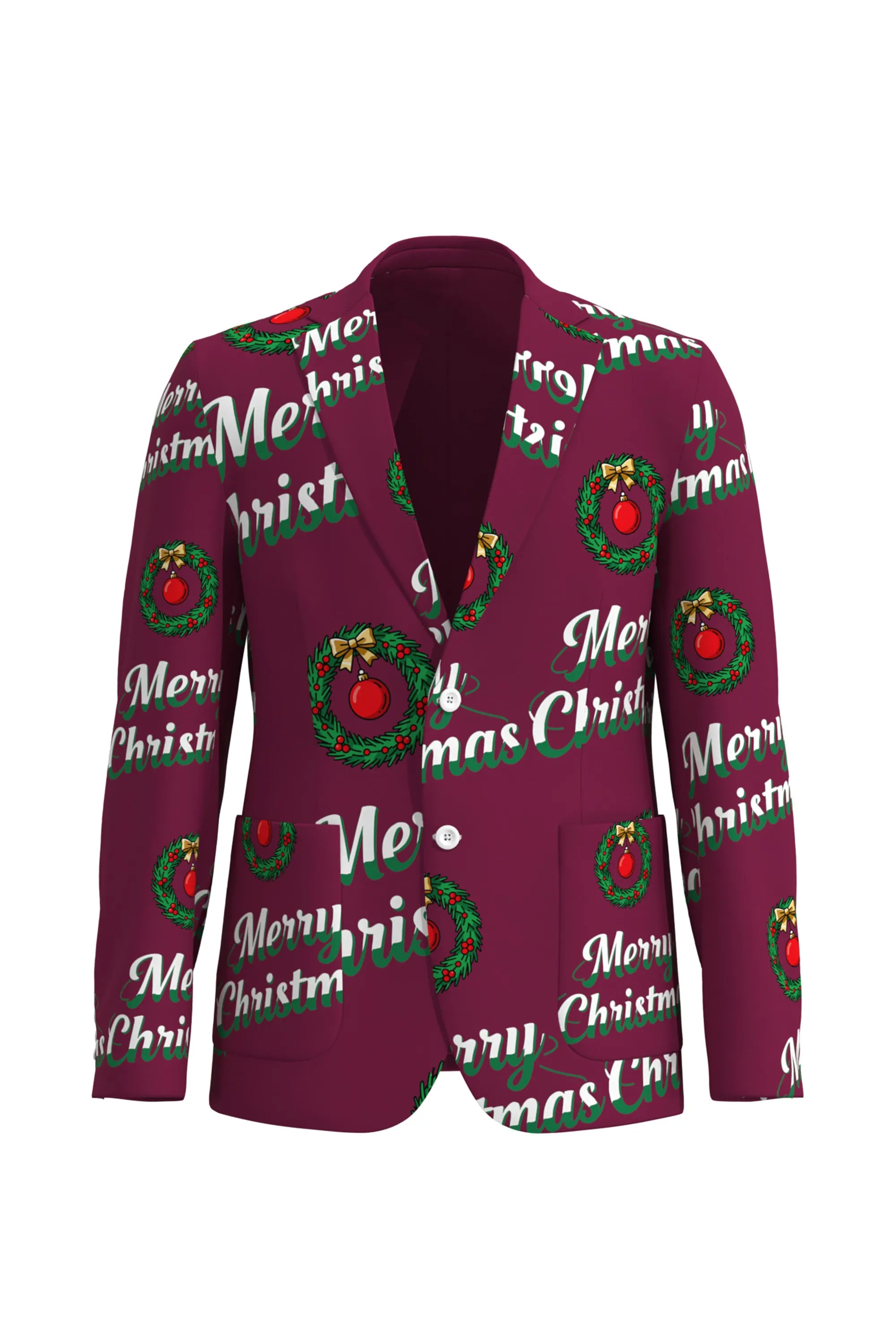 Men's Funny Pattern Christmas Eve Party 2 Piece Suit