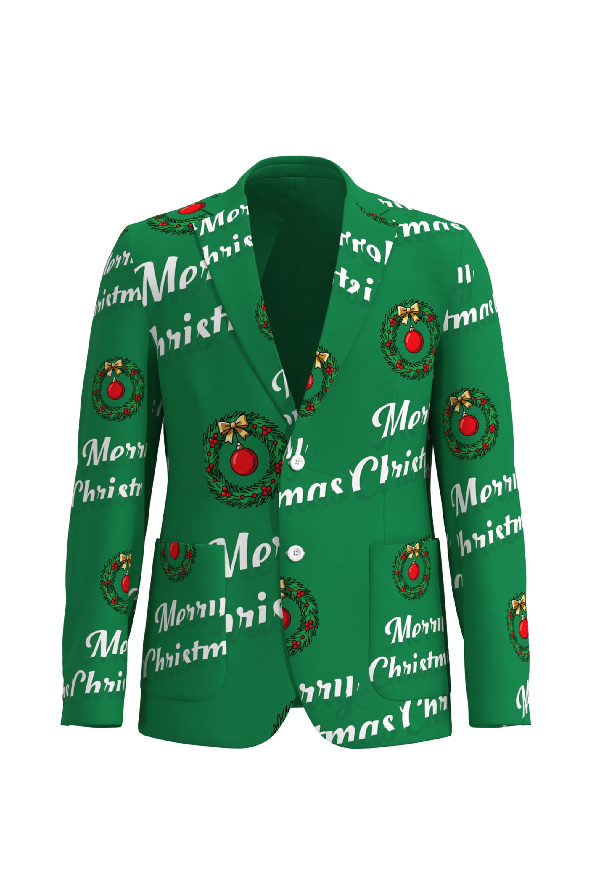 Men's Funny Pattern Christmas Eve Party 2 Piece Suit