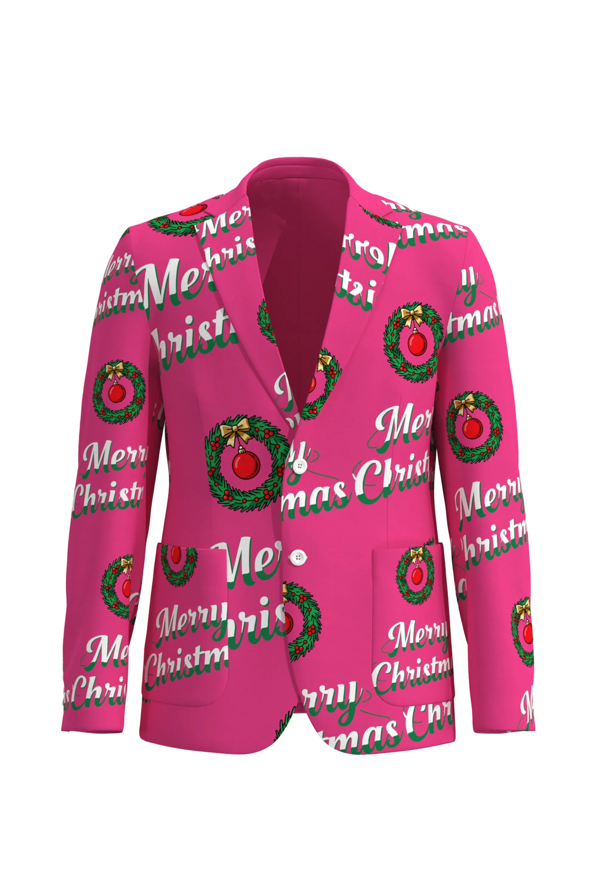 Men's Funny Pattern Christmas Eve Party 2 Piece Suit