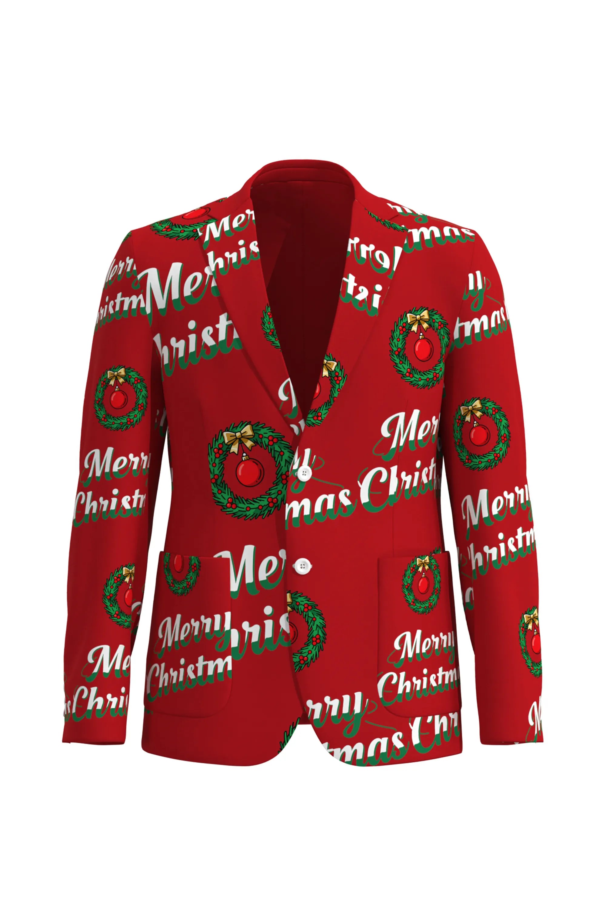 Men's Funny Pattern Christmas Eve Party 2 Piece Suit