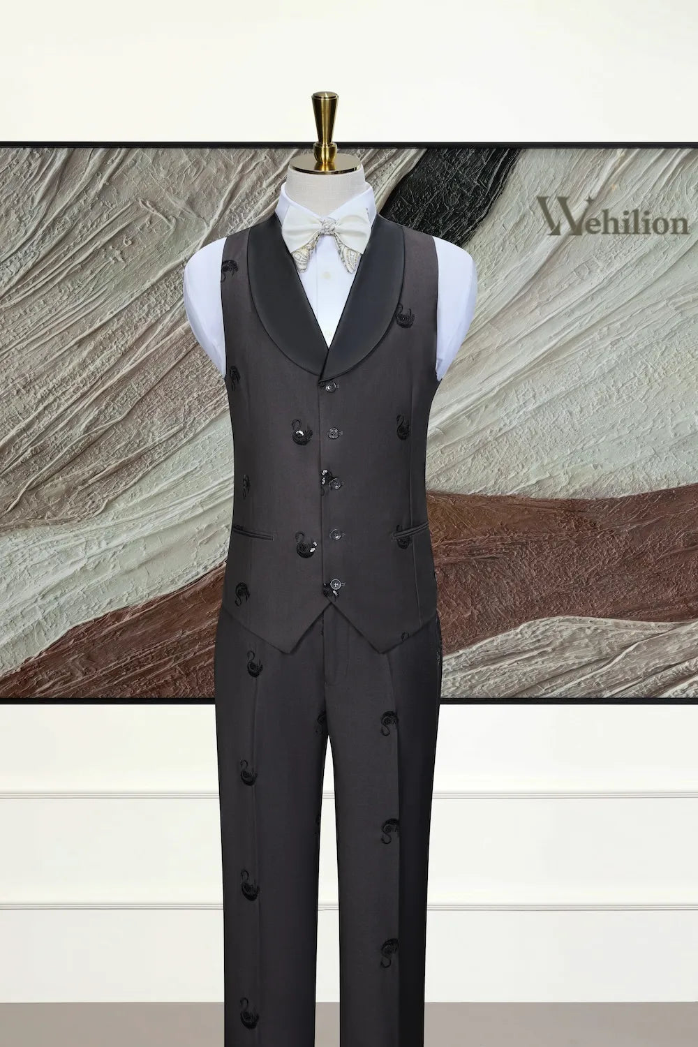 Men's Embroidered 3 Piece Tuxedo Suits