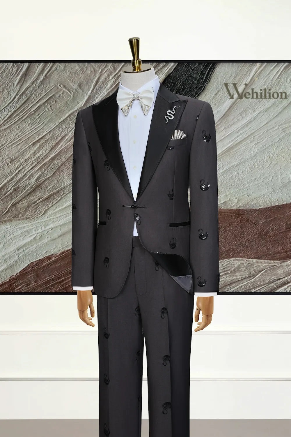 Men's Embroidered 3 Piece Tuxedo Suits