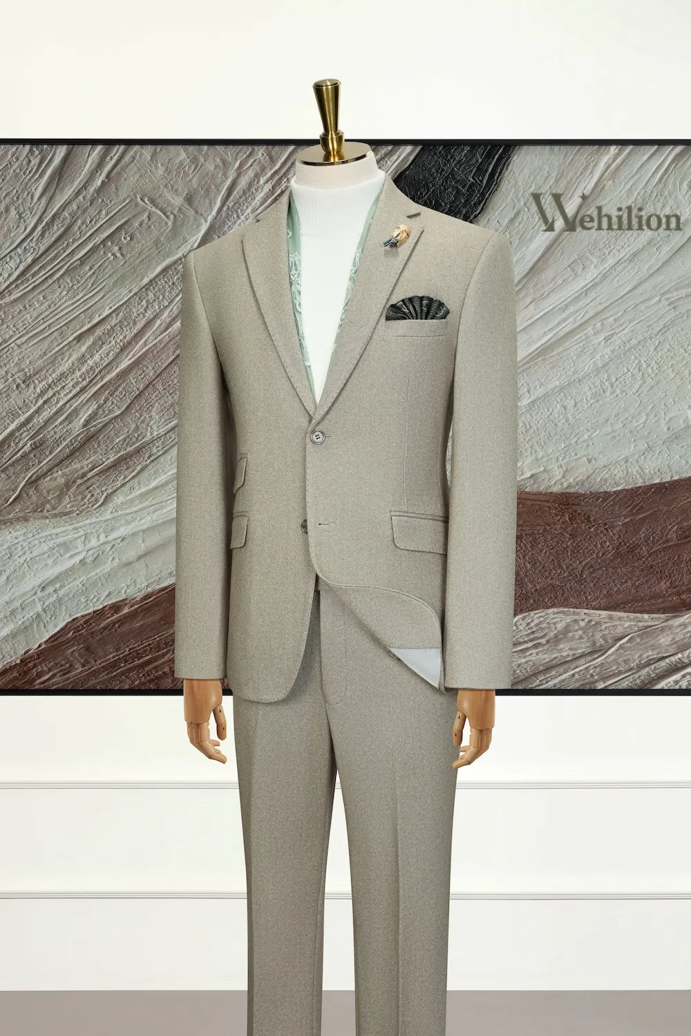 Men's Elegant Herringbone 3 Piece Suit