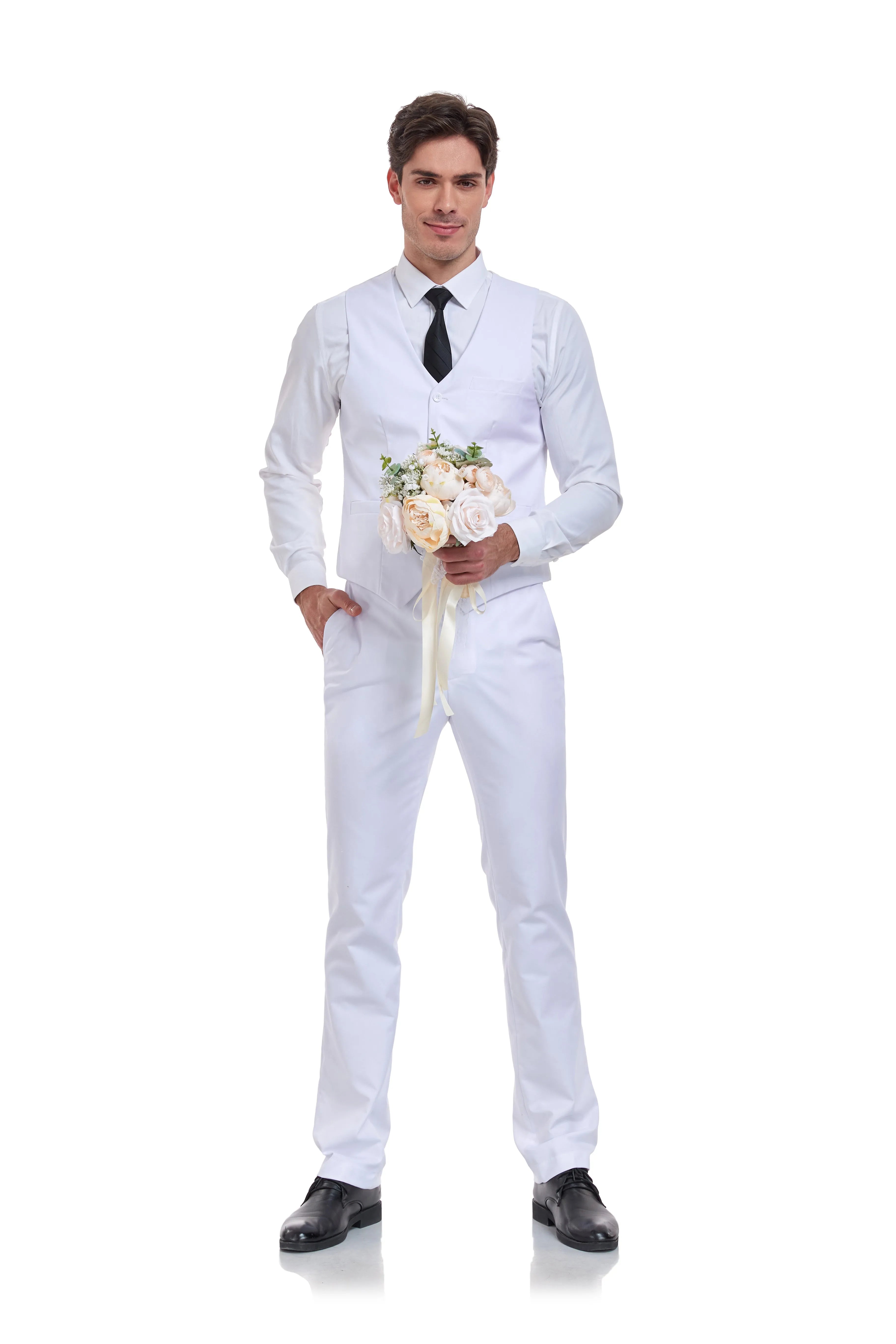 modern slim fit white 3 piece men's suit with tailored vest and trousers – groom-ready formal look