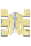 Load image into Gallery viewer, Yellow-and-white seersucker blazer highlighting its pockets, lapels, and breathable texture.