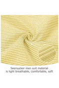 Load image into Gallery viewer, Close-up of yellow-and-white seersucker fabric texture with soft, breathable stripes for comfort.
