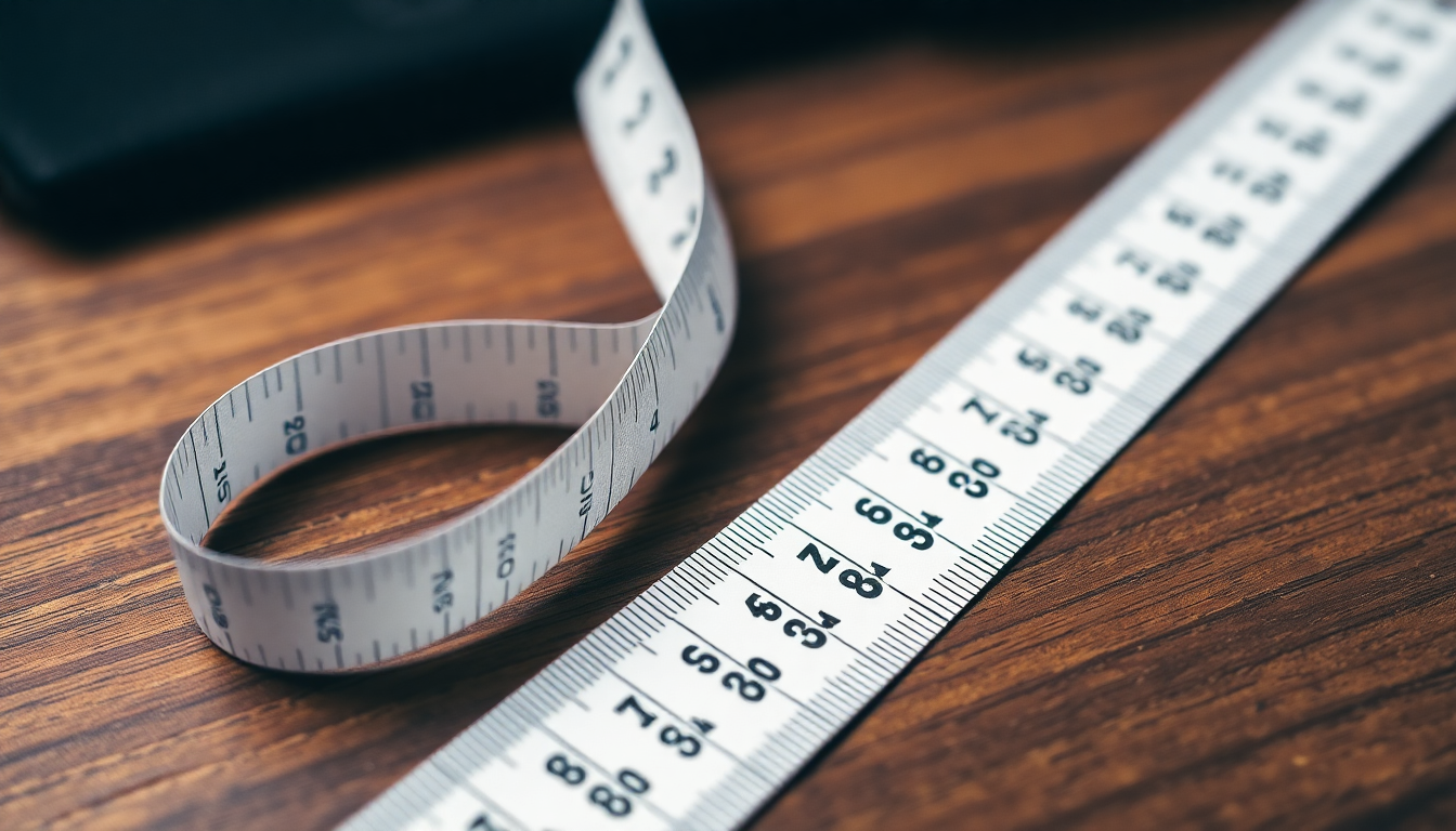 Tape measure on a wooden surface illustrating how do you measure for a men's suit