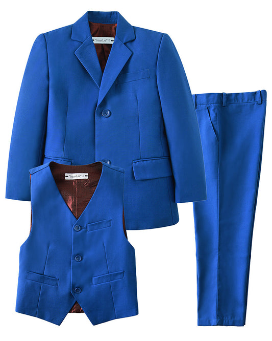 Royal Blue 3 Piece Kids Boys' Formal Blazer Vest and Pants Dress Suits Set