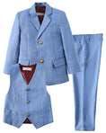 Load image into Gallery viewer, Plaid Blue 3 Piece Kids Boys' Formal Blazer Vest and Pants Dress Suits Set
