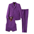 Load image into Gallery viewer, Purple 3 Piece Kids Boys' Formal Fit Blazer Vest and Pants Dress Suits Set
