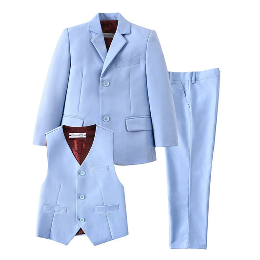 Light Blue 3 Piece Kids Boys' Formal Fit Blazer Vest and Pants Dress Suits Set