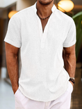 Charger l'image dans la visionneuse de la galerie, Men's Shirt Linen Shirt Popover Summer Beach Plain Henley Summer Casual Daily Shirt
