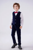 Charger l'image dans la visionneuse de la galerie, Navy Velvet 5 Piece Boy's Formal Boys Suits
