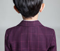 Charger l'image dans la visionneuse de la galerie, Purple Red Plaid Fashion 5 Piece Boys Suits
