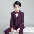 Charger l'image dans la visionneuse de la galerie, Purple Red Plaid Fashion 5 Piece Boys Suits
