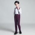 Charger l'image dans la visionneuse de la galerie, Purple Red Plaid Fashion 5 Piece Boys Suits
