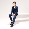 Bild in Galerie-Betrachter laden, Blue Plaid Elegant 5 Piece Boys Suits
