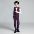 Charger l'image dans la visionneuse de la galerie, Purple Red Plaid Fashion 5 Piece Boys Suits
