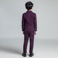 Load image into Gallery viewer, Purple Red Plaid Fashion 5 Piece Boys Suits
