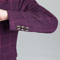 Charger l'image dans la visionneuse de la galerie, Purple Red Plaid Fashion 5 Piece Boys Suits
