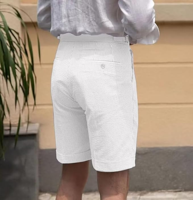 Summer Lightweight Seersucker Suit Shorts Mens Set 2