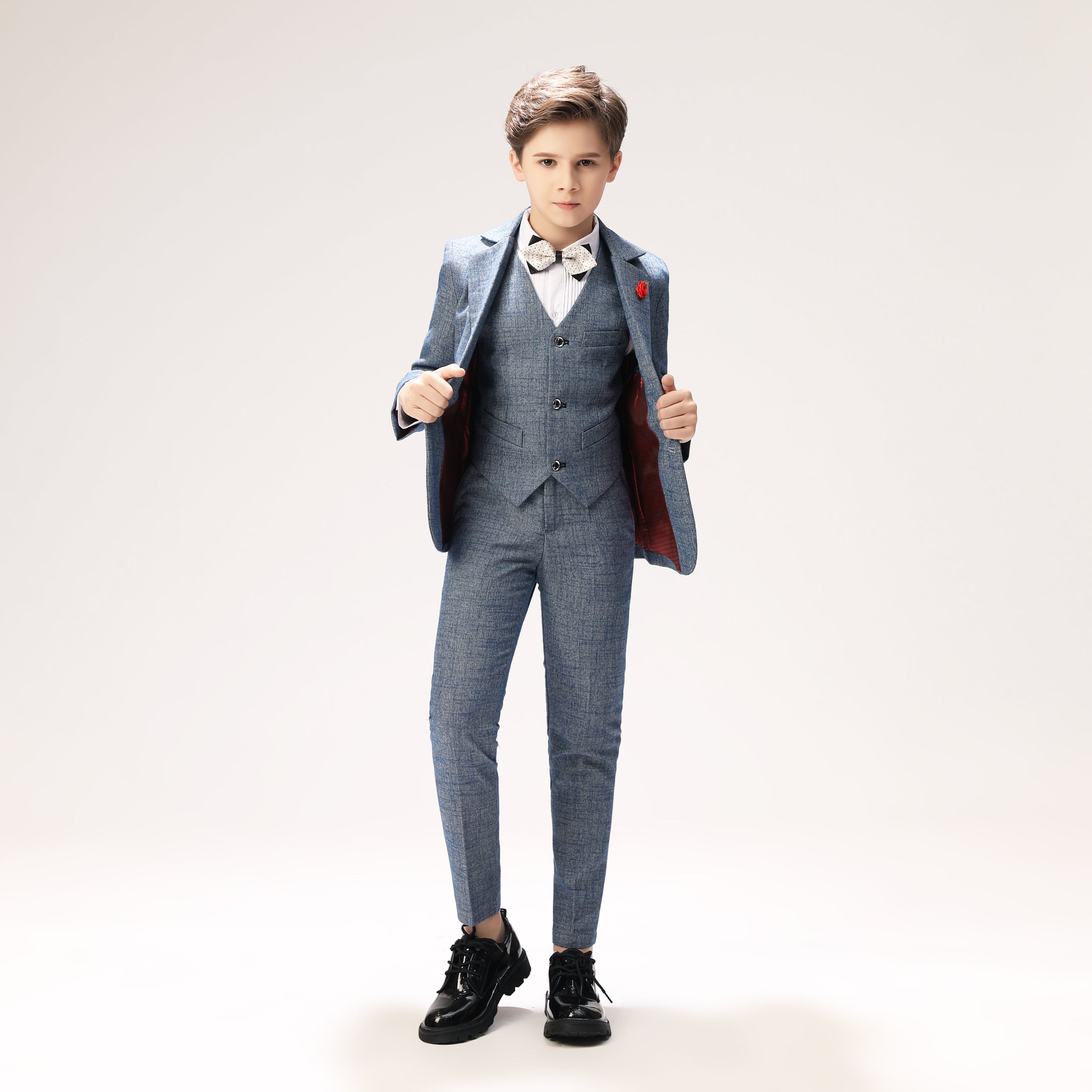 Grey Formal 5 Piece Boys Suits