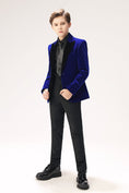 Load image into Gallery viewer, Royal Blue Velvet 5 Piece Boy's Formal Boys Suits
