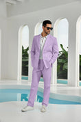 Charger l'image dans la visionneuse de la galerie, Seersucker Double Breasted Blazer Pants 2 Piece Men's Summer Suit
