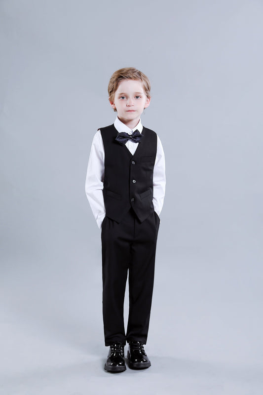 Black Formal Tuxedo 5 Piece Boys Suits