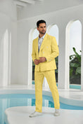 Charger l'image dans la visionneuse de la galerie, Seersucker Double Breasted Blazer Pants 2 Piece Men's Summer Suit
