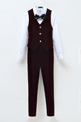 Cargar la imagen en la vista de la galería, Burgundy Velvet 2 Piece Kids Boys' Vest and Pants Dress Suits Set
