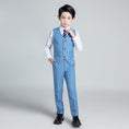 Load image into Gallery viewer, Light Blue Plaid Elegant Formal 5 Piece Boys Suits
