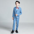 Cargar la imagen en la vista de la galería, Light Blue Plaid Elegant Formal 5 Piece Boys Suits
