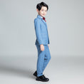 Load image into Gallery viewer, Light Blue Plaid Elegant Formal 5 Piece Boys Suits
