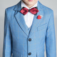 Bild in Galerie-Betrachter laden, Light Blue Plaid Elegant Formal 5 Piece Boys Suits
