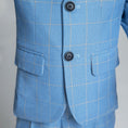 Bild in Galerie-Betrachter laden, Light Blue Plaid Elegant Formal 5 Piece Boys Suits
