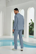 Cargar la imagen en la vista de la galería, Seersucker Striped Blazer Pants 2 Piece Men's Summer Suit
