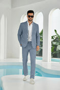 Load image into Gallery viewer, Seersucker Striped Blazer Pants 2 Piece Men's Summer Suit
