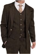 Cargar la imagen en la vista de la galería, Mens Suit 3 Pieces Formal Tweed Herringbone Dress Suit Notch Lapel Dress
