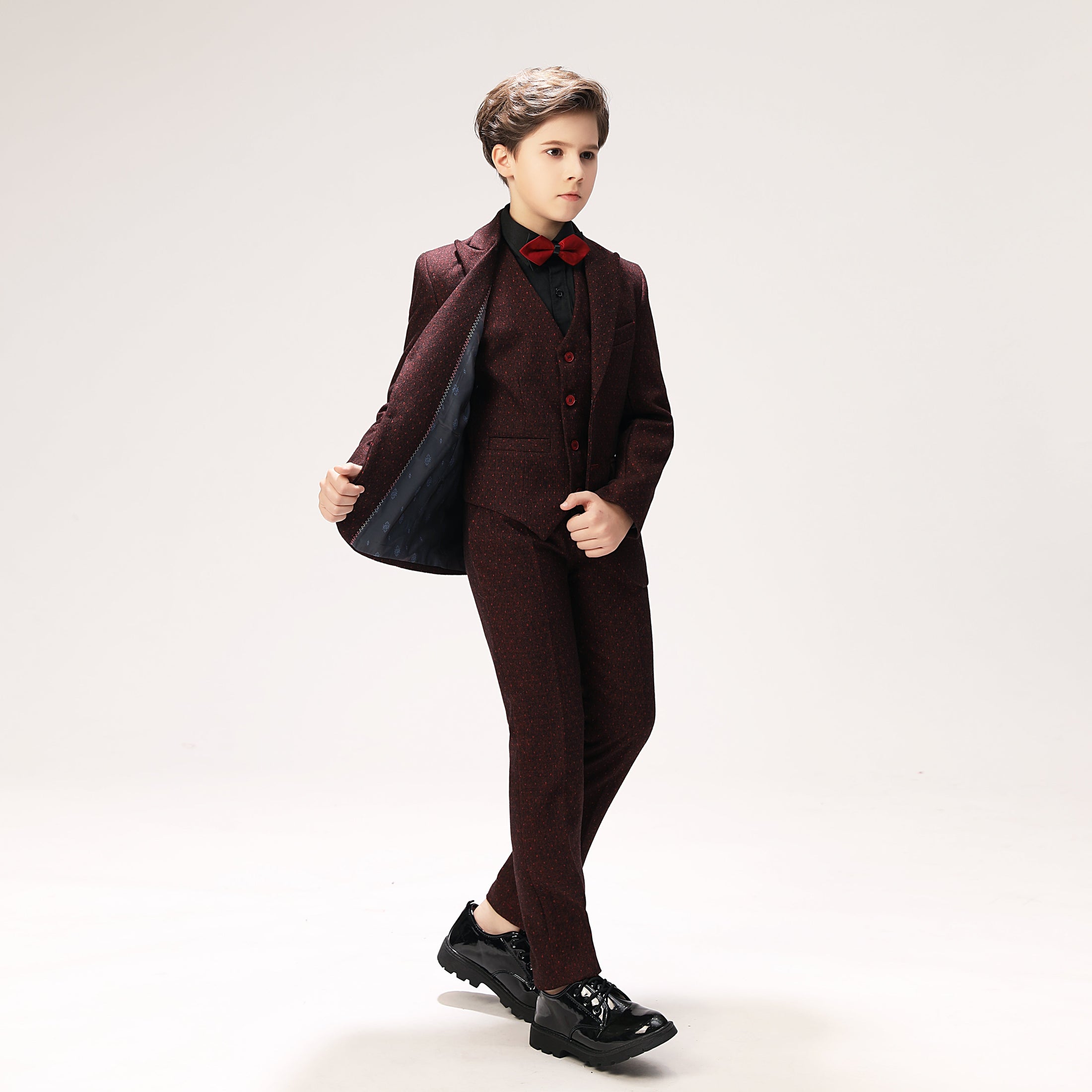 Red Polka Dot Party Banquet 5 Piece Boys Suits