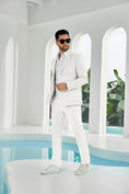 Cargar la imagen en la vista de la galería, Seersucker Striped Blazer Pants 2 Piece Men's Summer Suit
