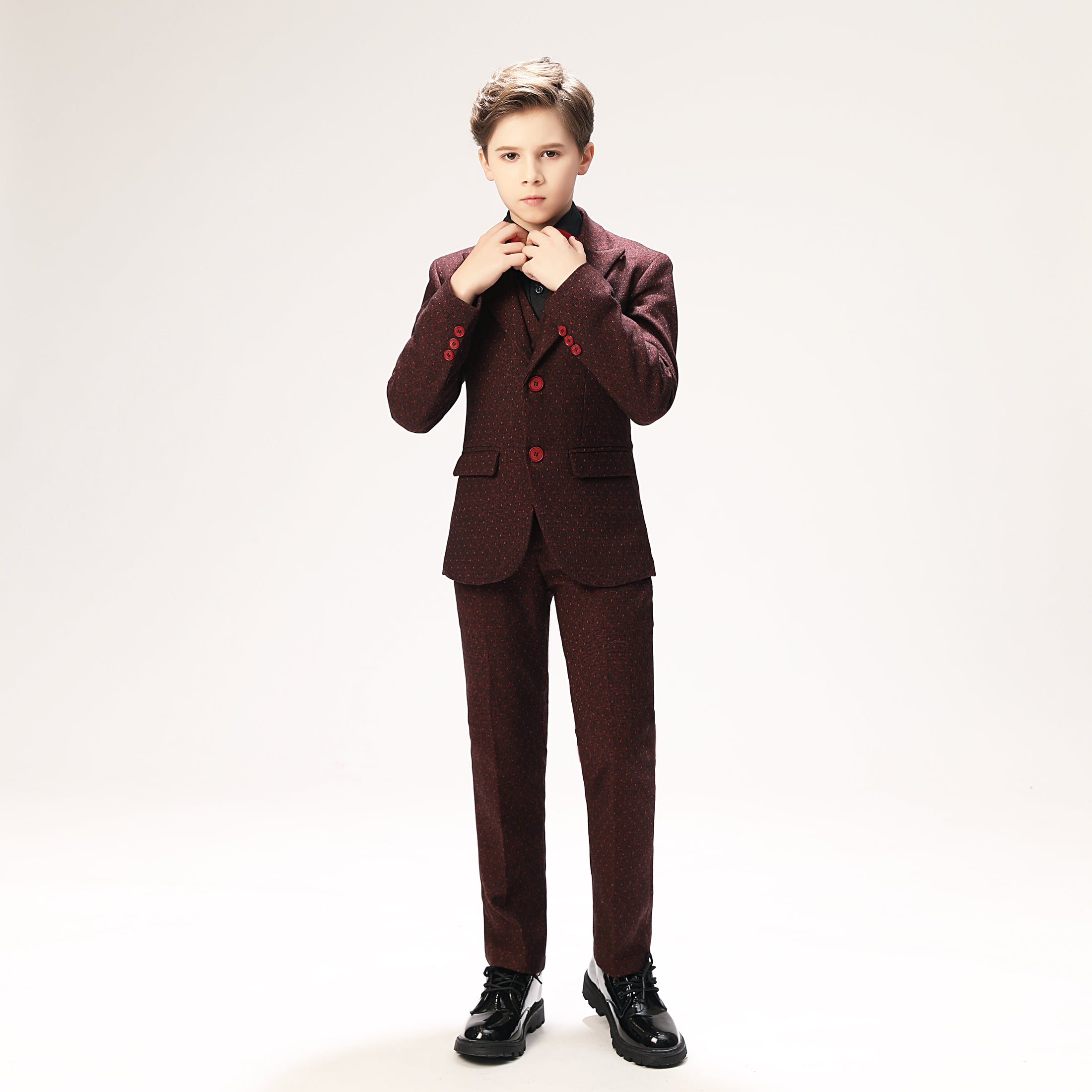 Red Polka Dot Party Banquet 5 Piece Boys Suits