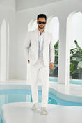 Cargar la imagen en la vista de la galería, Seersucker Striped Blazer Pants 2 Piece Men's Summer Suit
