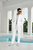 Load image into Gallery viewer, Seersucker Double Breasted Blazer Pants 2 Piece Men's Summer Suit
