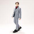 Load image into Gallery viewer, Black-and-white Plaid Elegant 5 Piece Boys Suits
