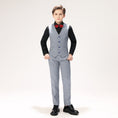 Cargar la imagen en la vista de la galería, Black-and-white Plaid Elegant 5 Piece Boys Suits
